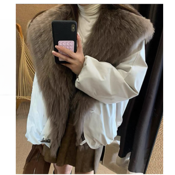 欧货短款毛毛领女款冬季2025新款90羽绒服外套 