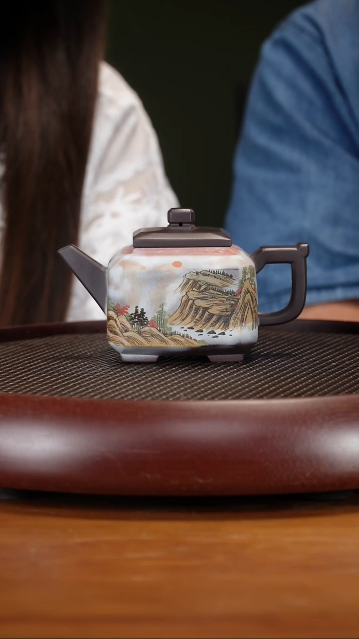 茶壶紫砂67WZG钻石四方老紫泥320cc