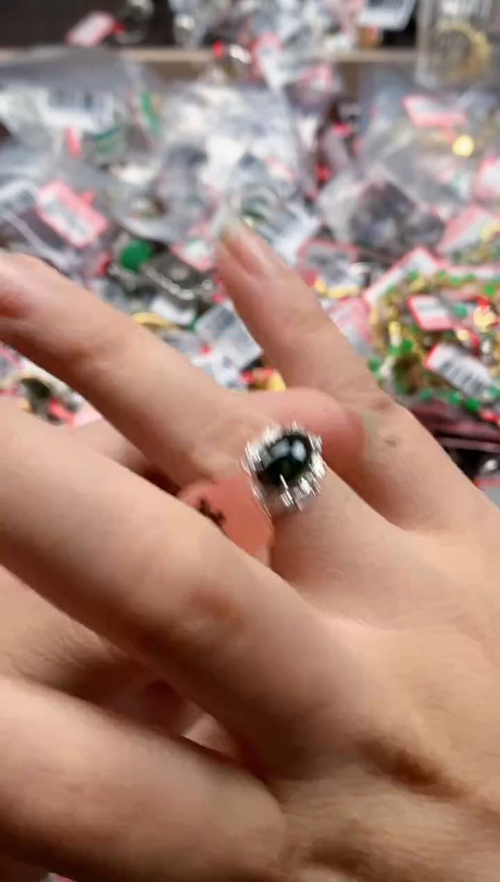 银S925镶嵌戒指翡翠天然A货缅甸翡翠
