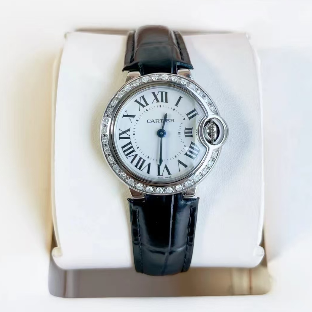 99新 Cartier/卡地亚 蓝气球W69018Z4 28后钻石英女表 单表