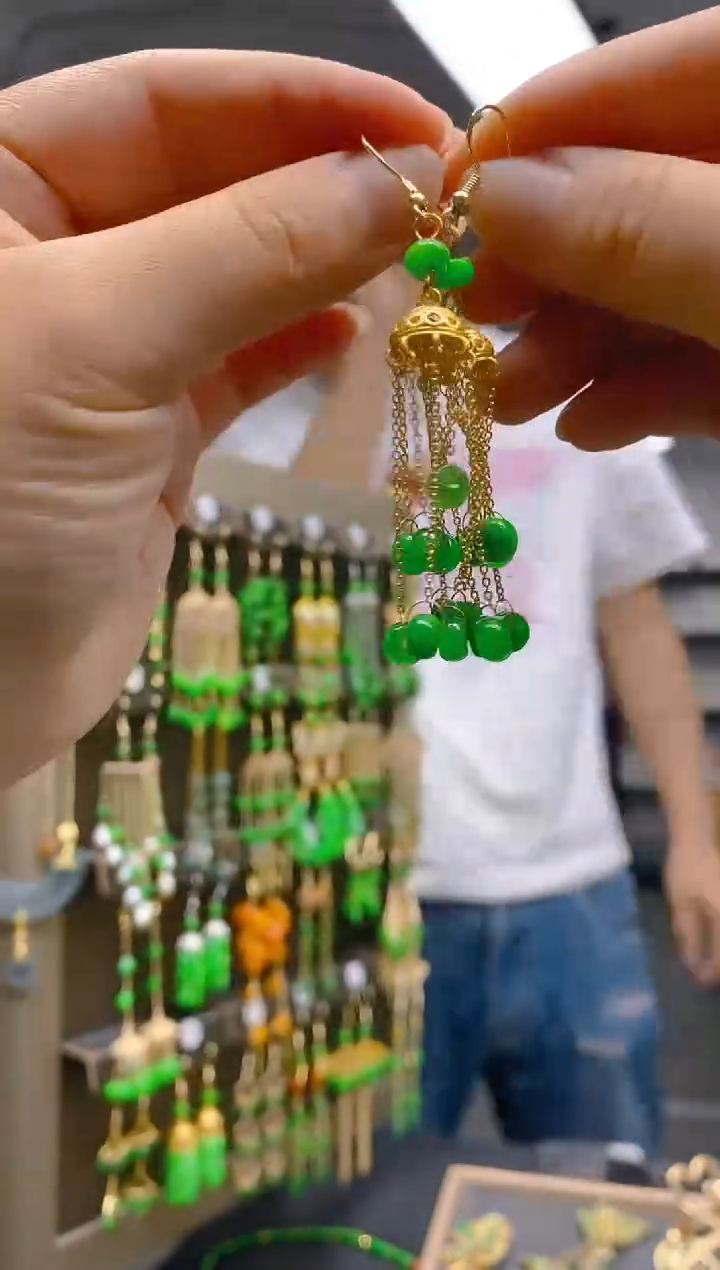 翡翠合金耳饰0359翡翠耳钩