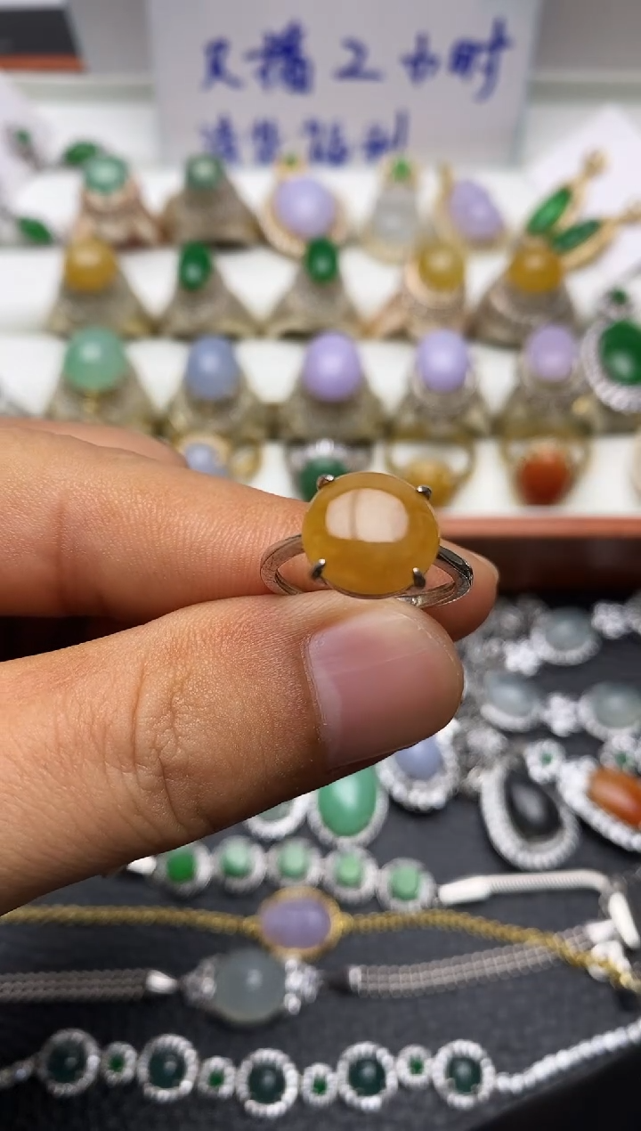 银S925镶嵌戒指翡翠/0005