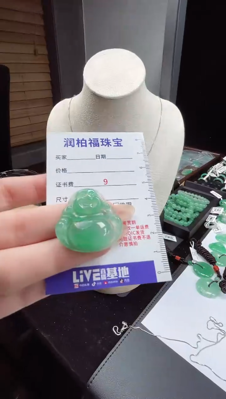 项链银S925镶嵌石英质玉（非洲翠）19.199佛公