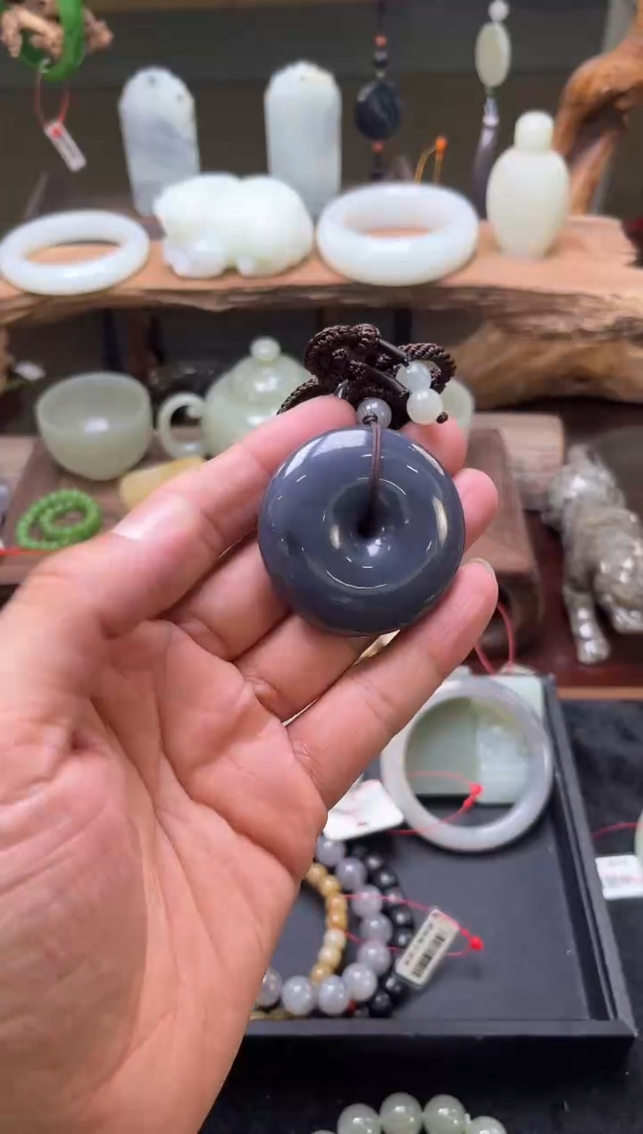 【闪购商品】和田玉吊坠未镶嵌青海烟紫 平安扣9003396