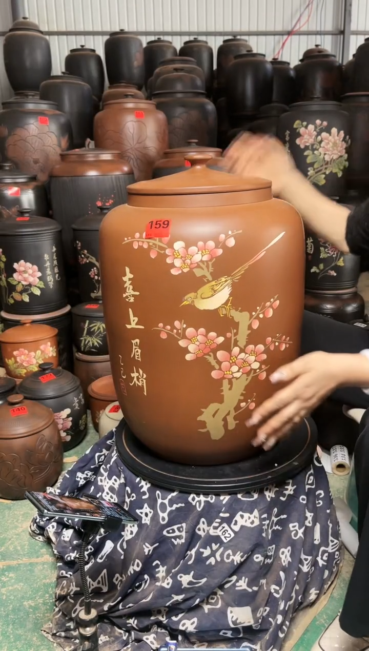 壶完品茶缸高51cm 复烧 159