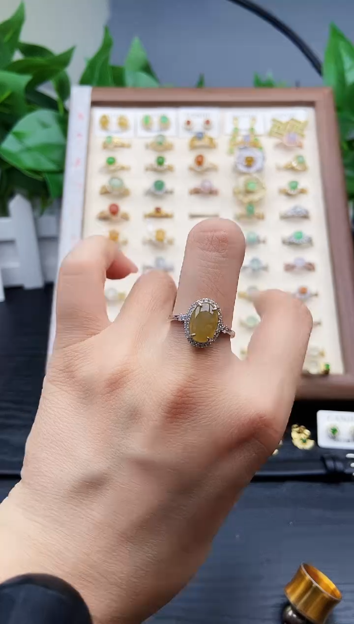 银S925镶嵌戒指翡翠12