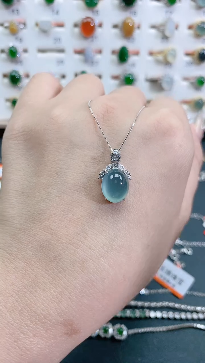颈饰银S925镶嵌翡翠天然翡翠