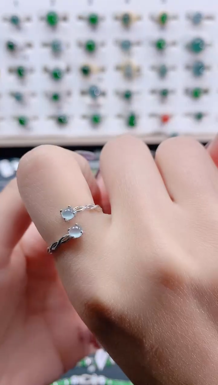 【闪购商品】翡翠戒指银S925镶嵌天然翡翠