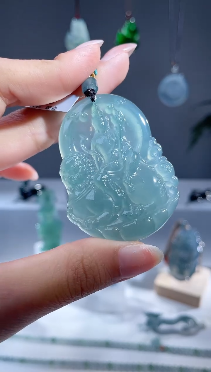 【闪购商品】翡翠颈饰未镶嵌天然A货翡翠文殊