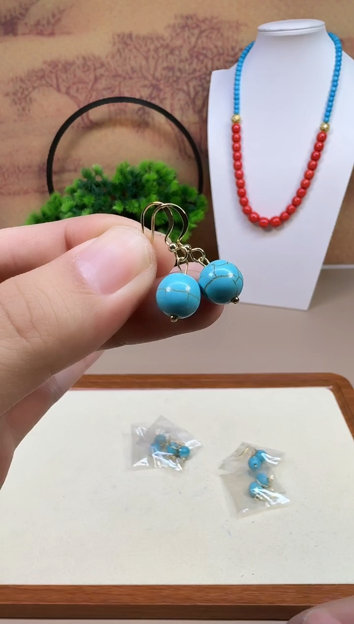 14K金镶嵌耳钉玛瑙/玉髓E03 