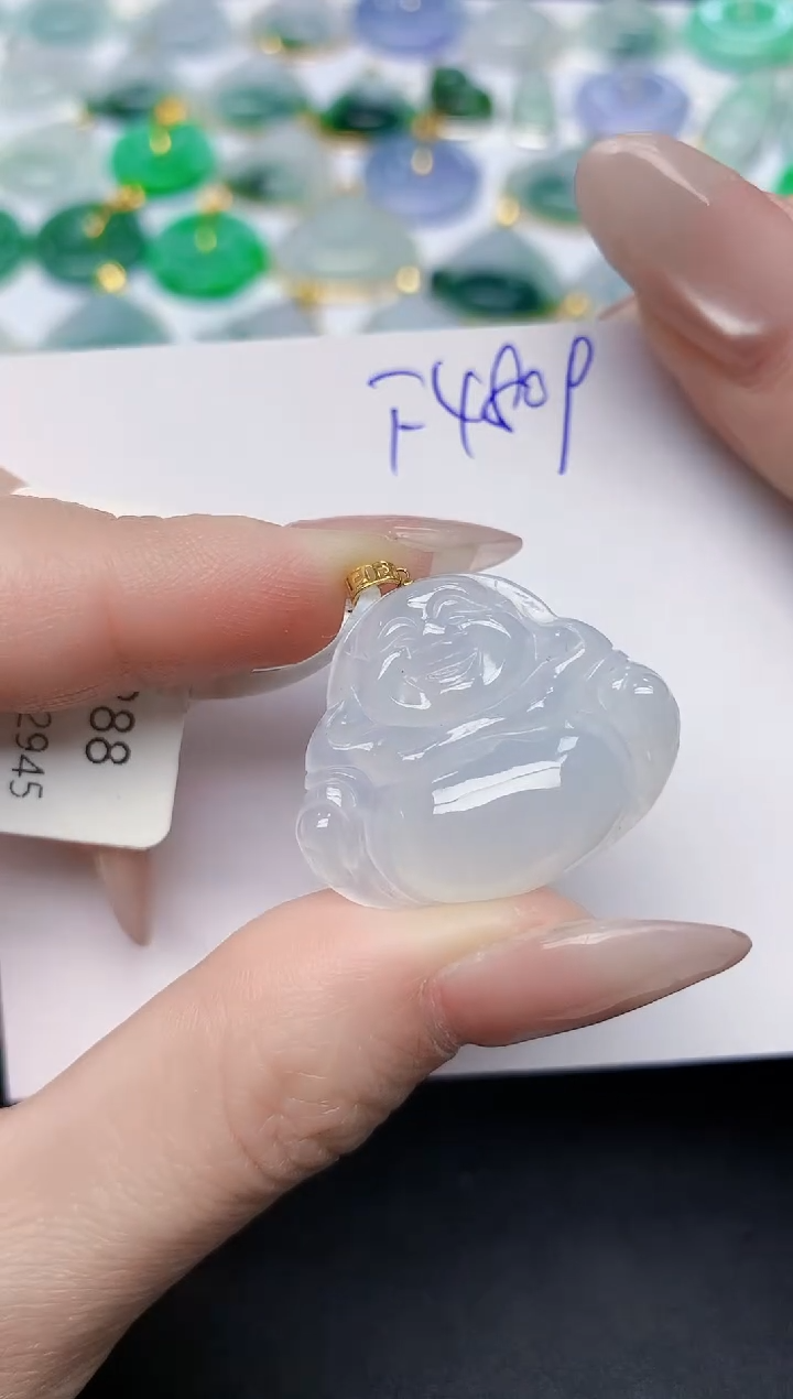 颈饰18K金镶嵌翡翠天然缅甸A货翡翠百元以上9元证书费自理