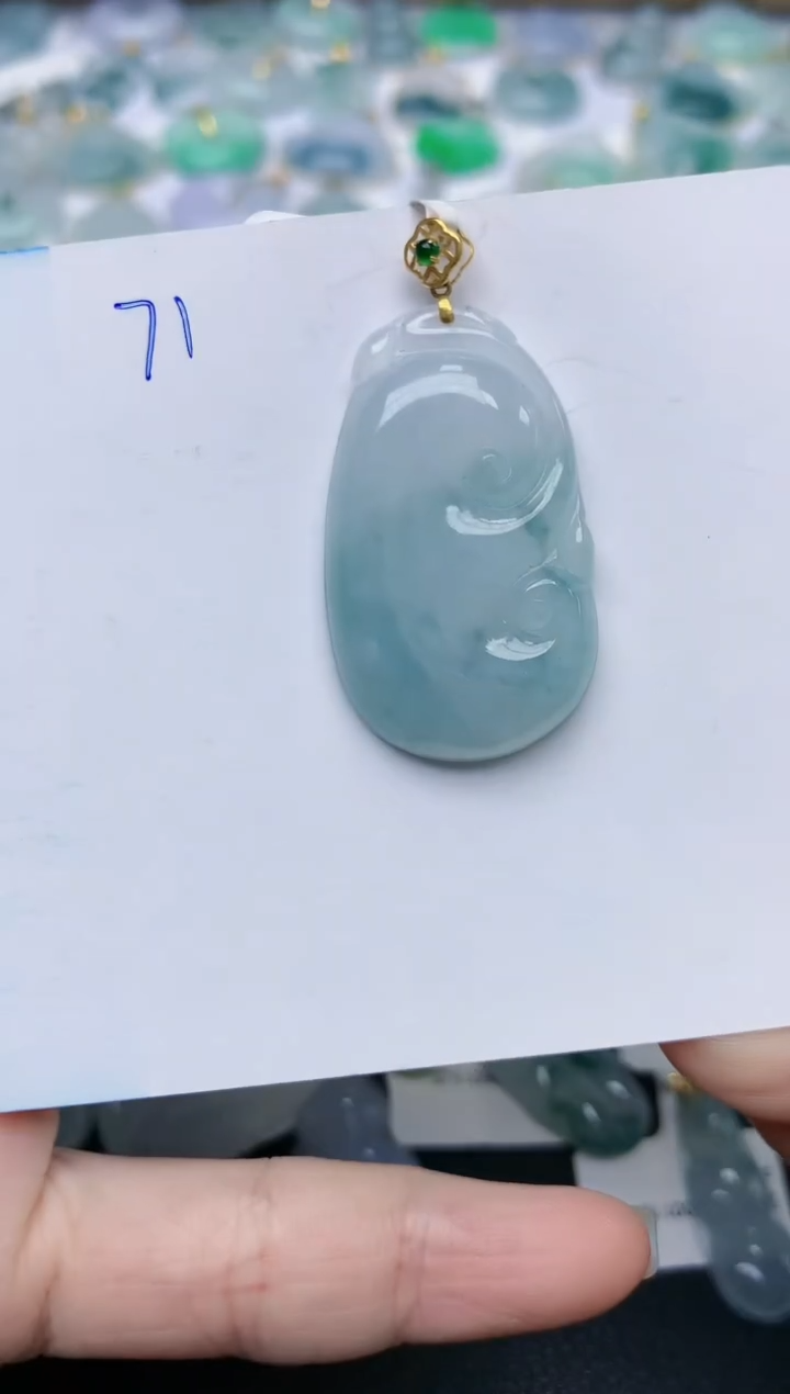 【闪购商品】翡翠颈饰18K金镶嵌天然翡翠A货    71