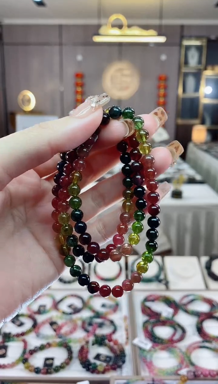 【闪购商品】三圈手串6mm+未镶嵌碧玺dan多样性发货一条