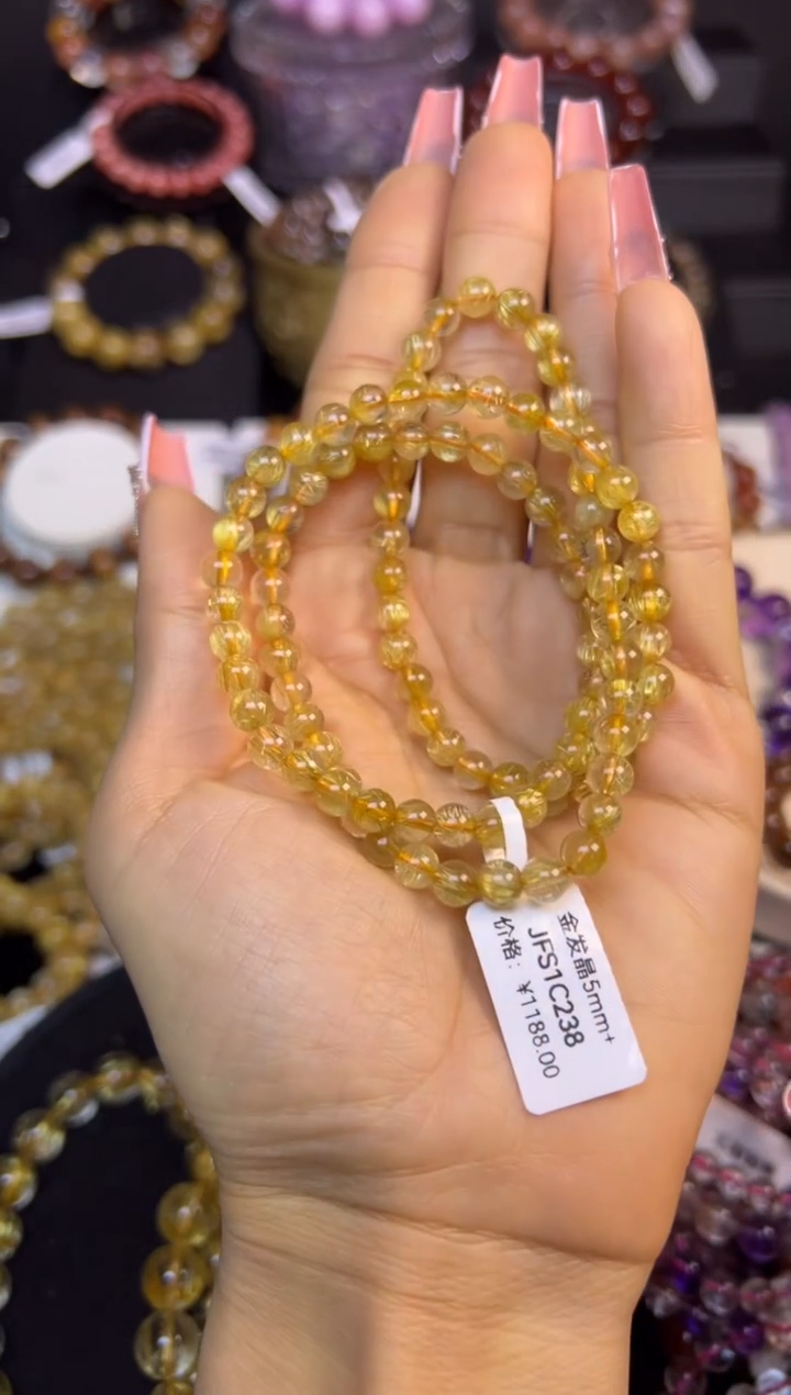 未镶嵌手串水晶金发晶三圈5.7mm