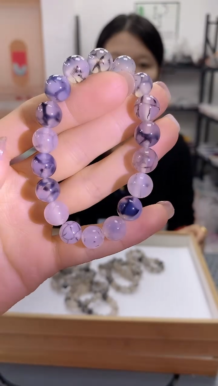 未镶嵌手串玛瑙/玉髓黑冰卡10mm