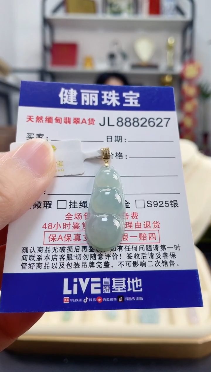 颈饰18K金镶嵌翡翠富贵豆(一物一证)