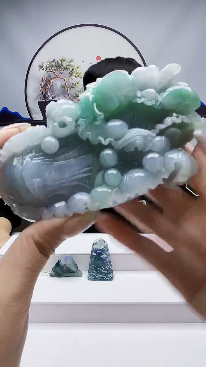 未镶嵌定制翡翠岭**具毛货摆件88赠底座
