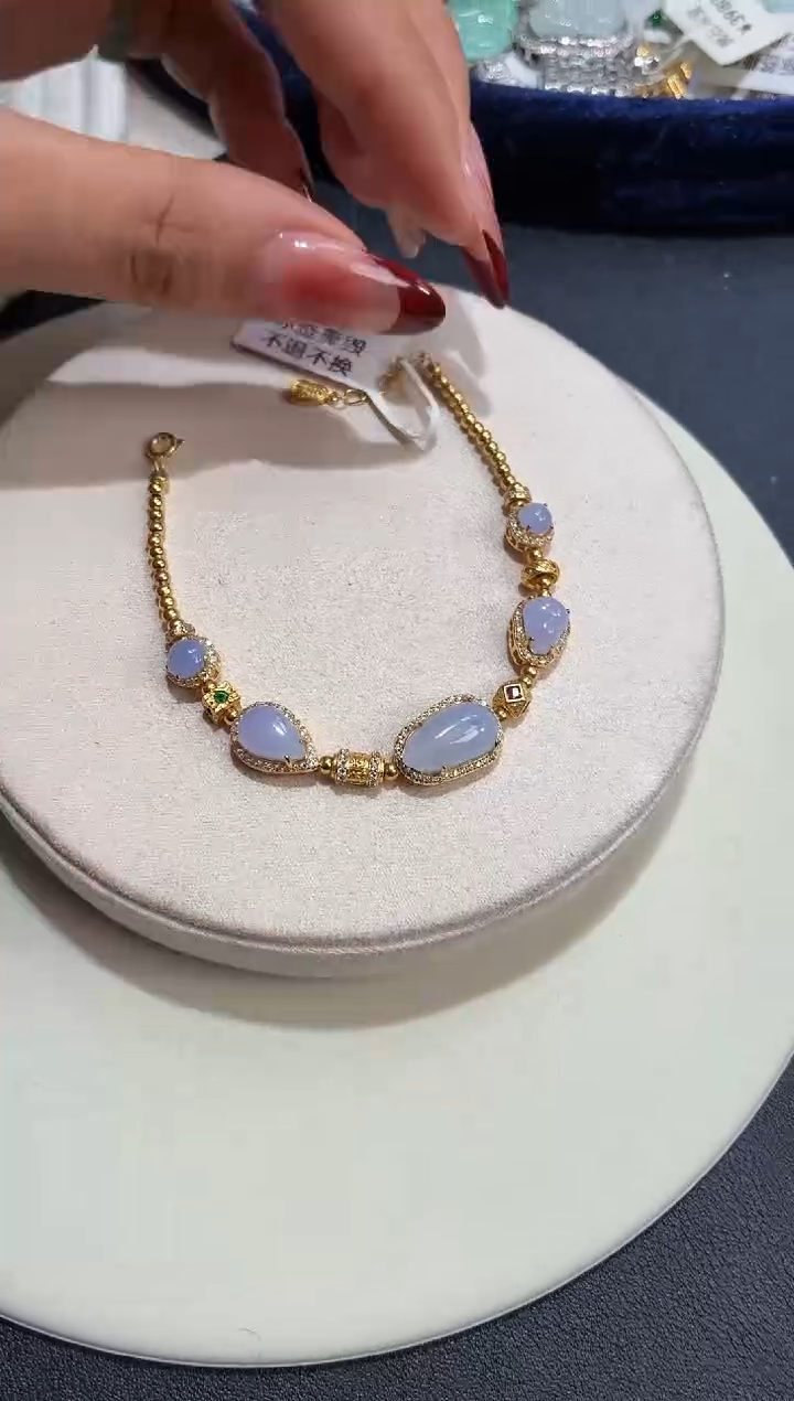 银S925镶嵌手串翡翠手链