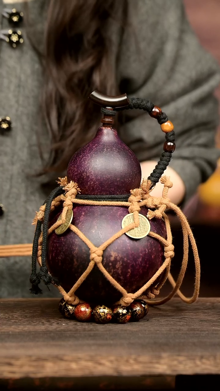 514号中药煮色  700ml左右 大漆葫芦水壶/酒壶 一物一拍