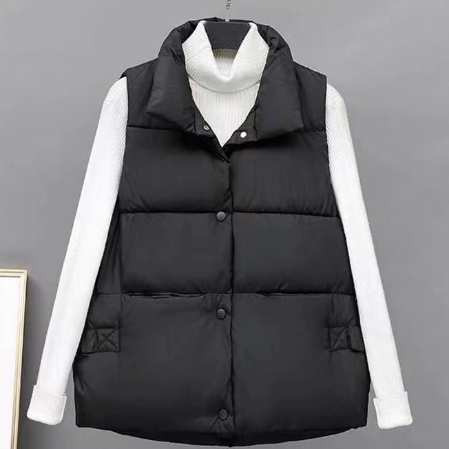 女秋冬棉马夹棉服免烫韩系百搭短款宽松无袖马甲外套坎肩休闲