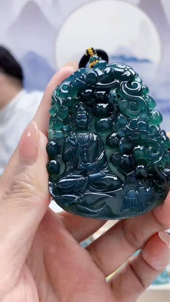 未镶嵌定制翡翠5060MM-毛货挂件175