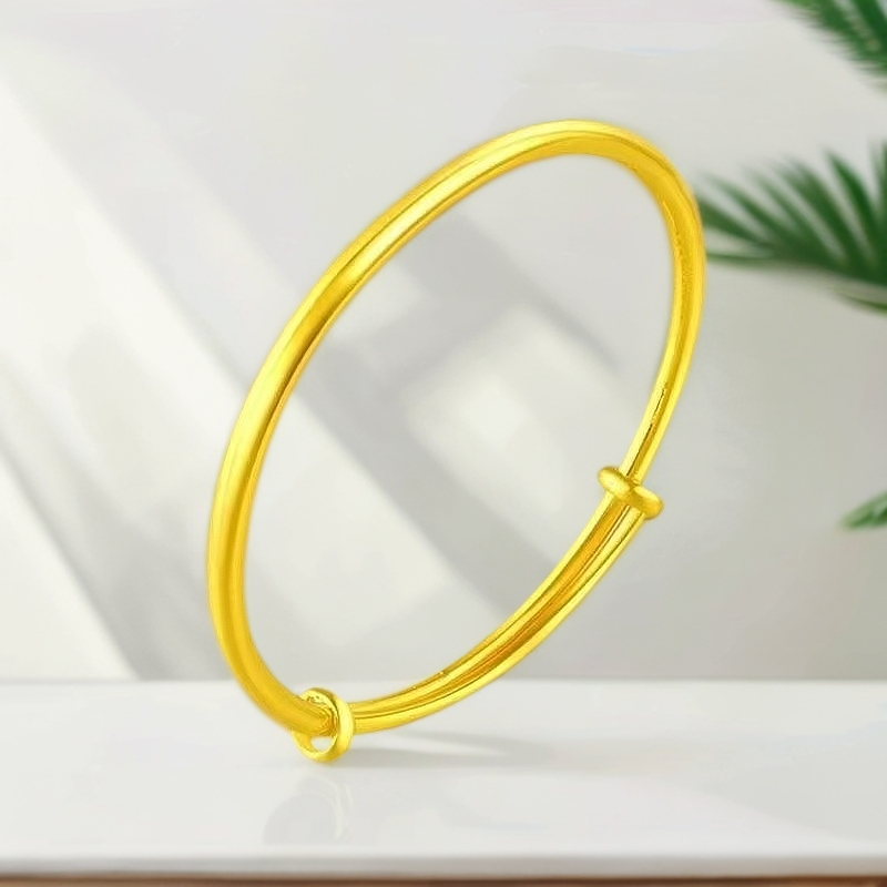 铜合金手镯 光面手镯手镯女经典光面镯子时尚气质素圈可调节百搭