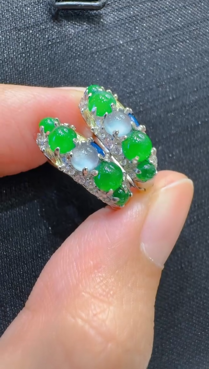 银S925镶嵌翡翠耳饰多样性团购发一件