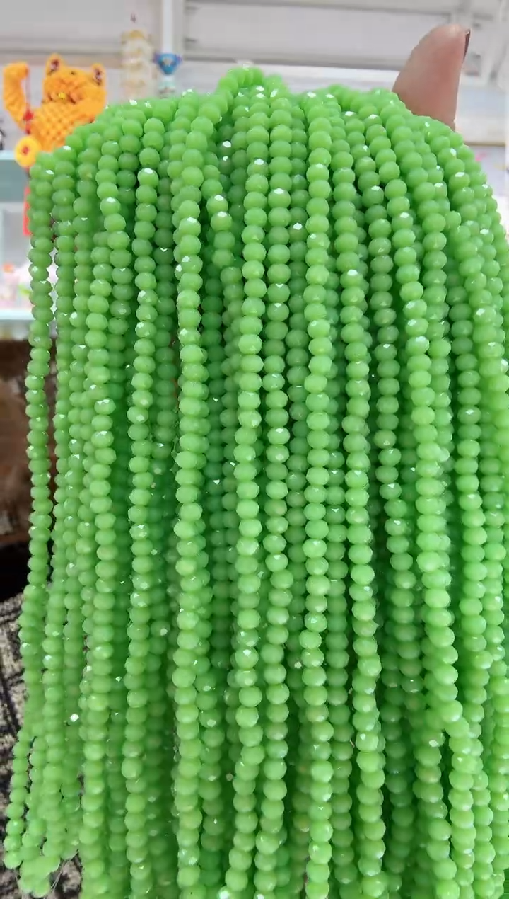 玻璃0816卡4水晶扁10条绿玉