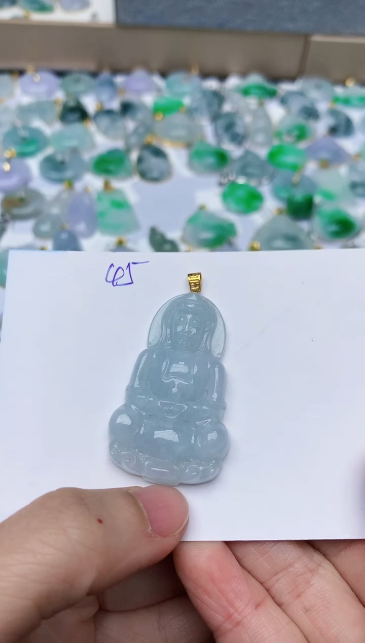 【闪购商品】翡翠颈饰18K金镶嵌天然翡翠A货    