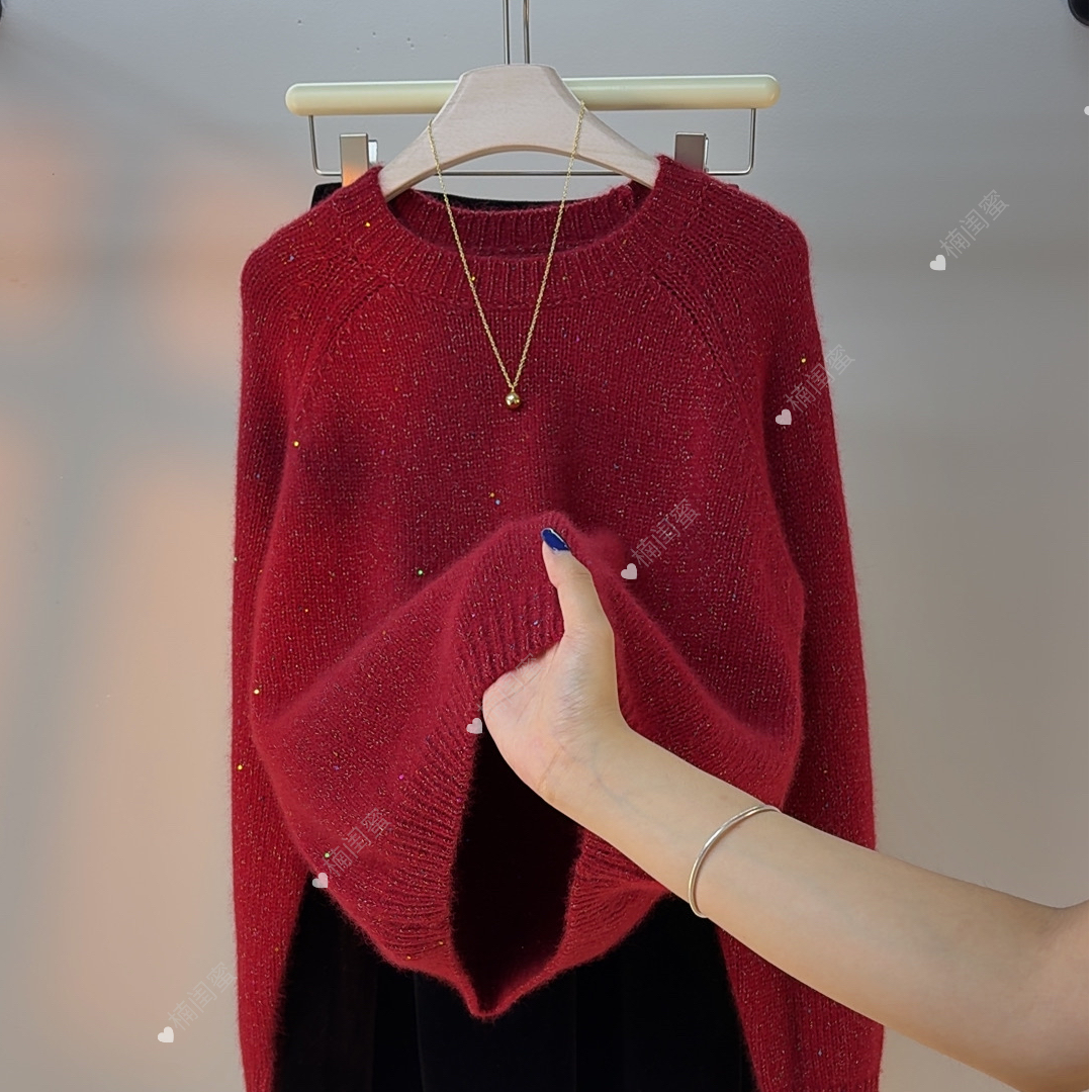 【山羊绒 澳洲进口 Baby Cashmere】圆领百搭小亮片时尚洋气-楠闺蜜