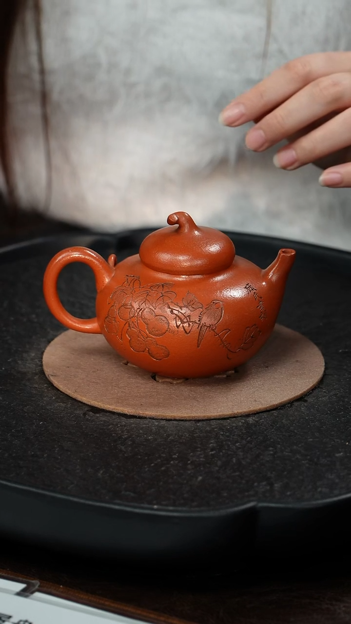 茶壶紫砂顾顺芝 福禄壶26 铁皮朱泥 220毫升 