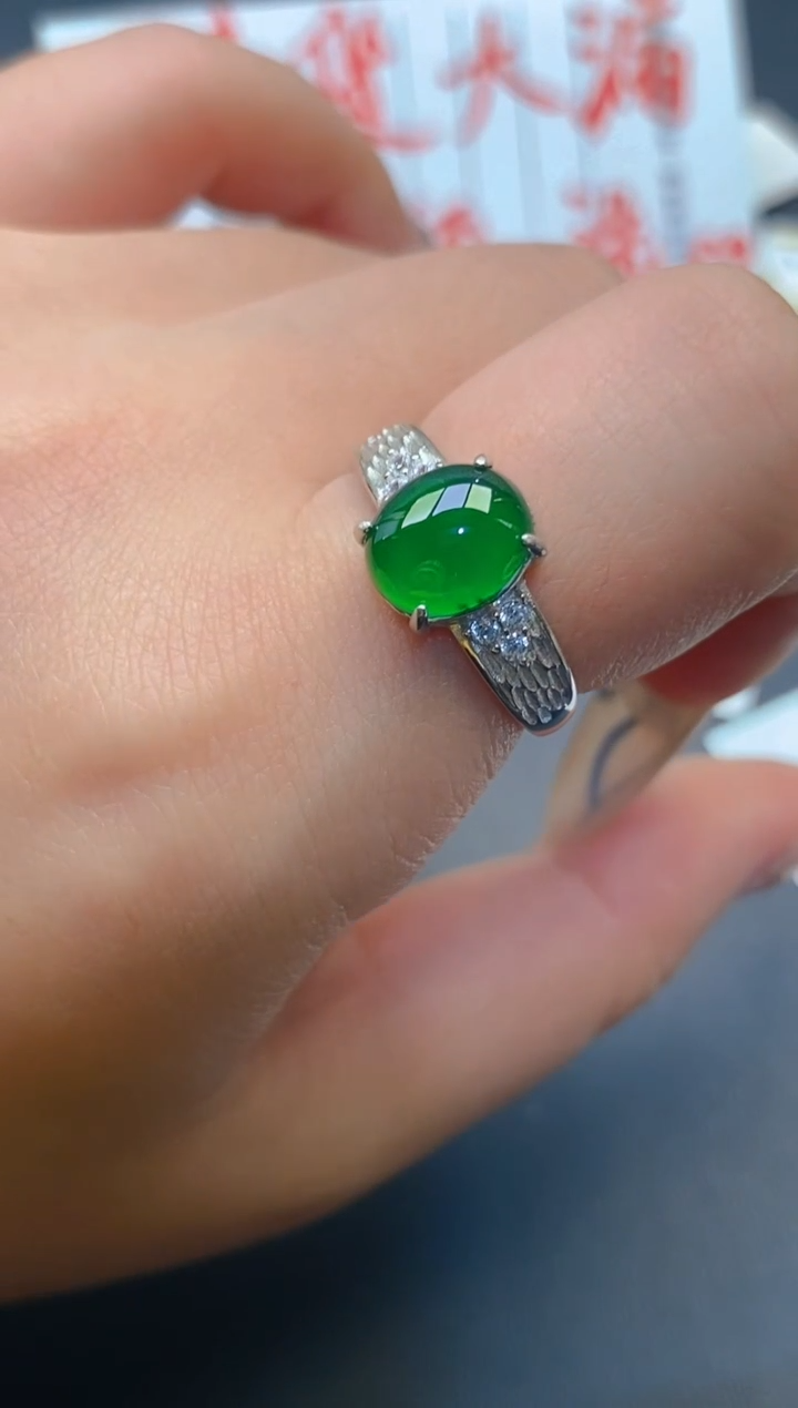 【闪购商品】翡翠耳饰银S925镶嵌天然A货翡翠1