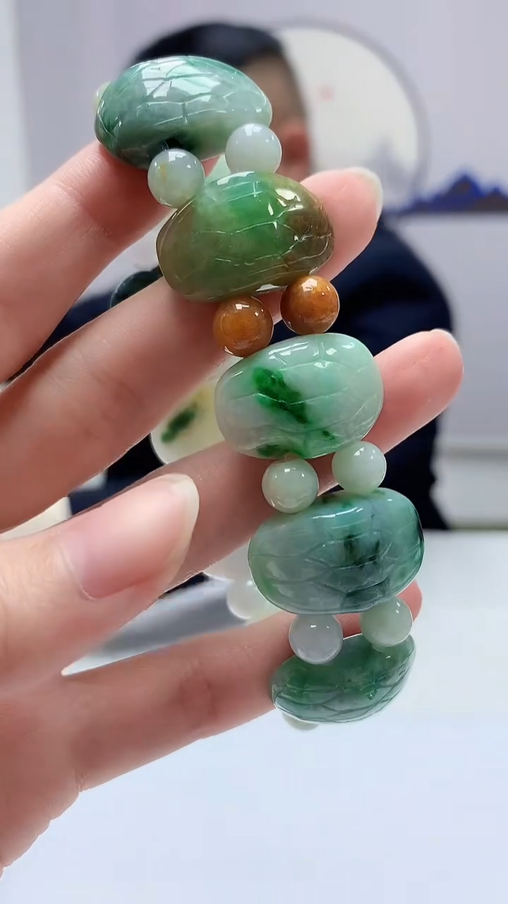 【闪购商品】定制翡翠未镶嵌4969zm-毛货手串46