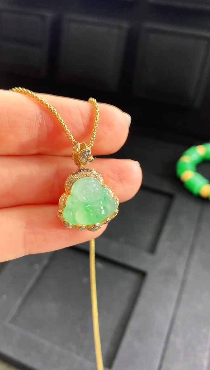 【闪购商品】翡翠吊坠(不含链)18K金镶嵌吊坠