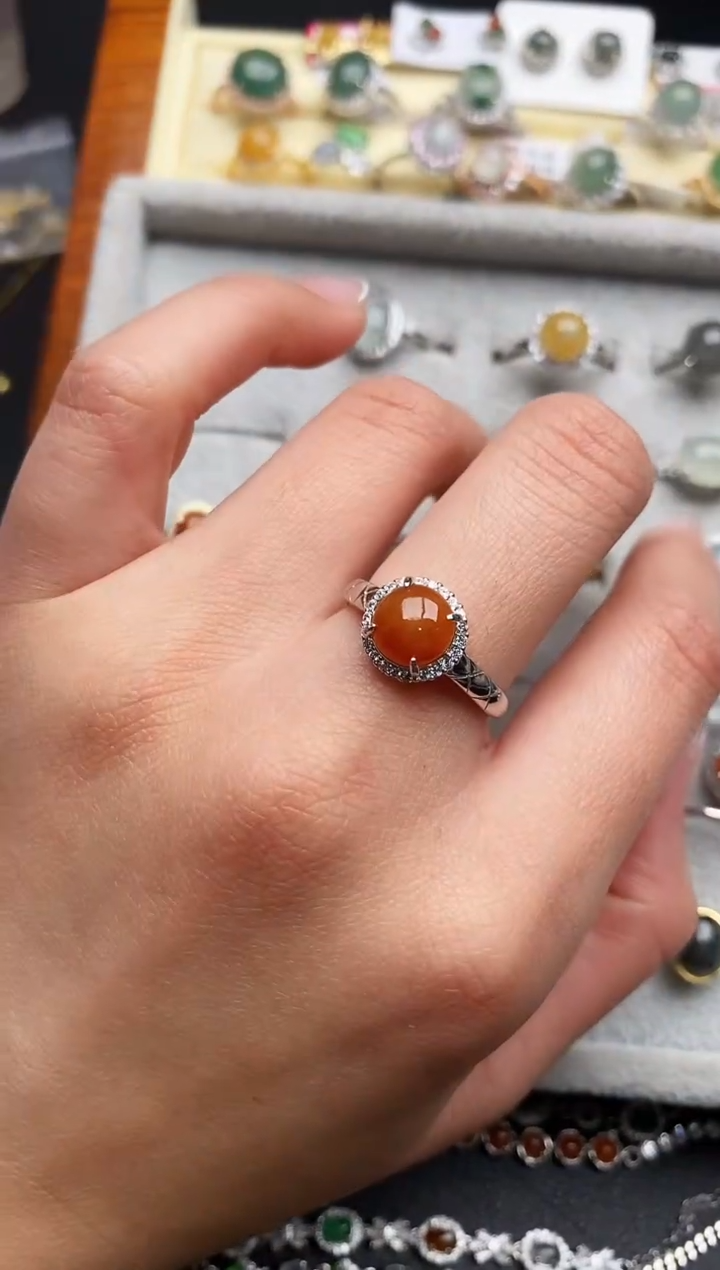 【闪购商品】翡翠戒指银S925镶嵌555555555+6