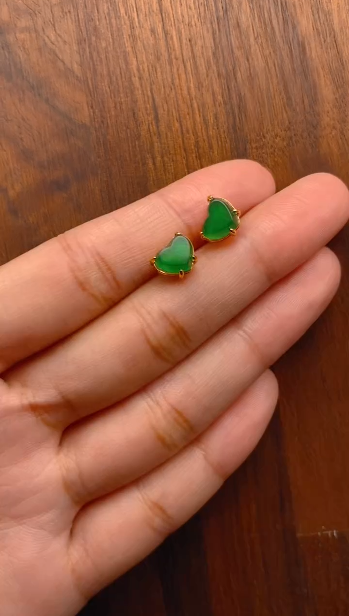 【闪购商品】翡翠耳饰银S925镶嵌爱心耳饰