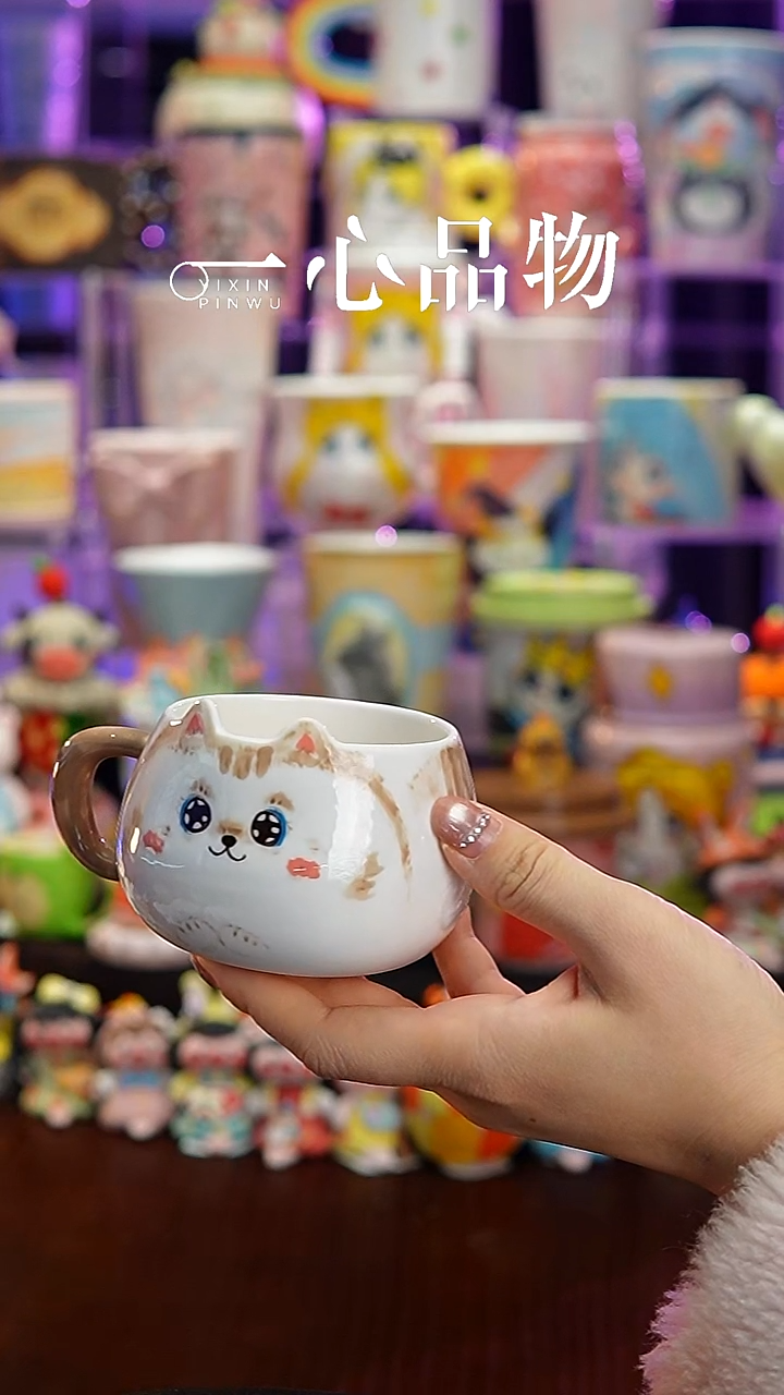 杯子瓷H43景德镇手工手绘杯子摆件