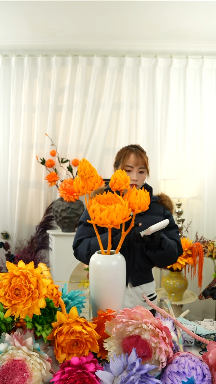 永生洋蓟 霸王花 五个头【落日橙】A362