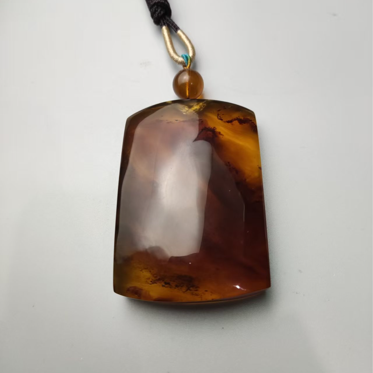 琥珀---无事牌吊坠0739