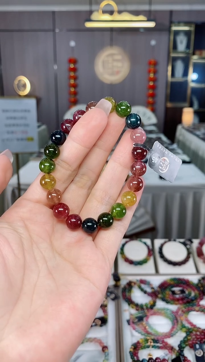 收藏级老矿碧玺单圈手串9mm+未镶嵌碧玺多样性发一条hon