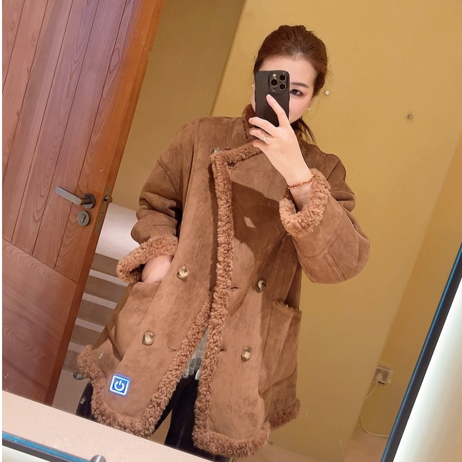 海宁秋冬新款羊毛短外套女装韩版中长款休闲风纯色百搭
