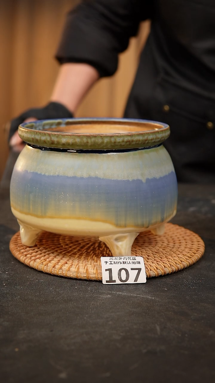 【闪购商品】瓷片107泥泥手工花盆口13高12