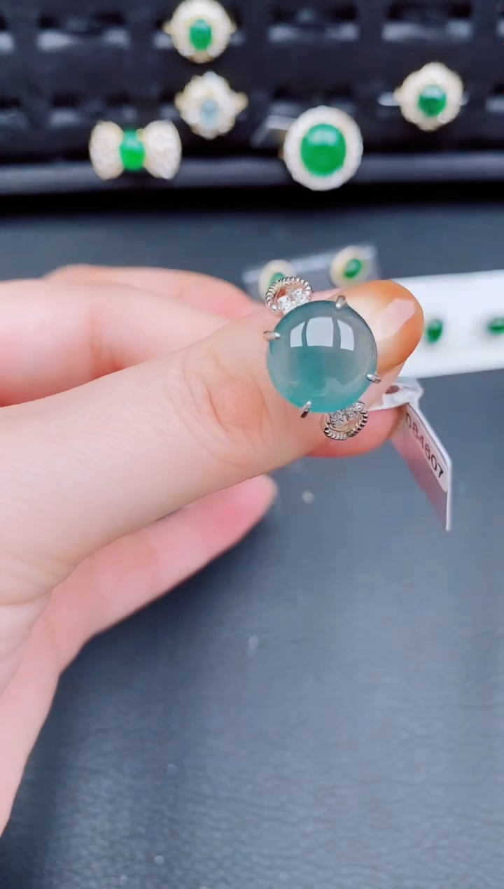 【闪购商品】翡翠戒指银S925镶嵌天然a货翡翠254