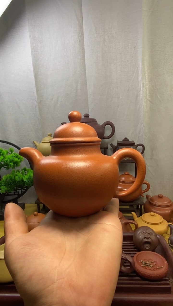 茶壶紫砂红黄泥掇球200cc