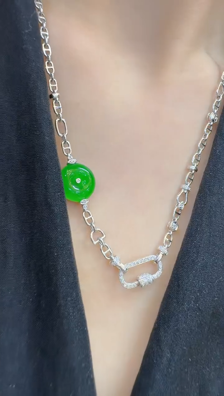 翡翠18K金镶嵌套链多样性团购发一件