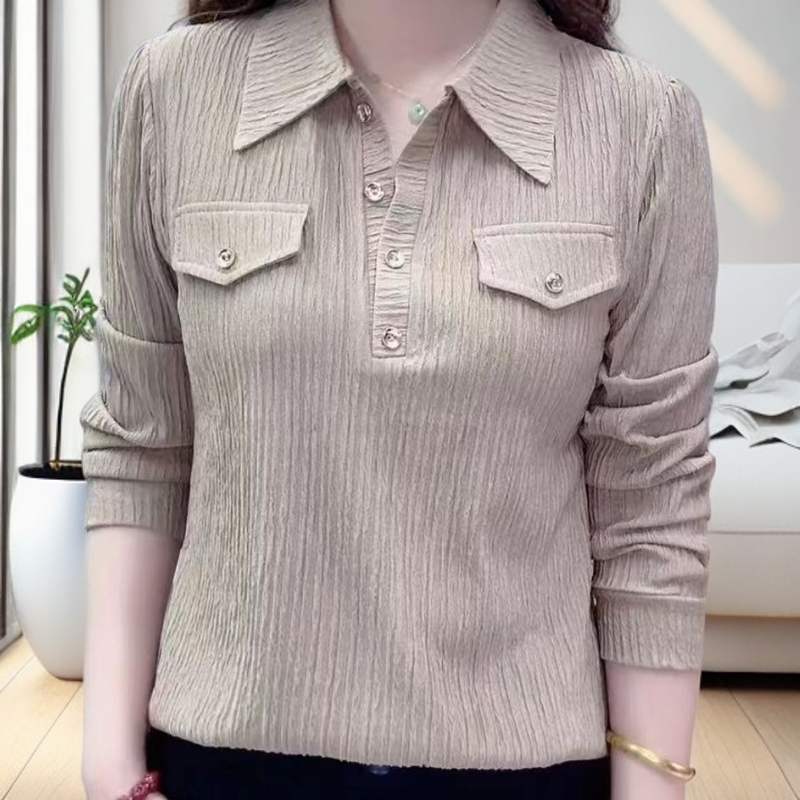 春秋2025新款长袖时尚气质半开衬衫洋气小衫高档上衣减龄短款女装