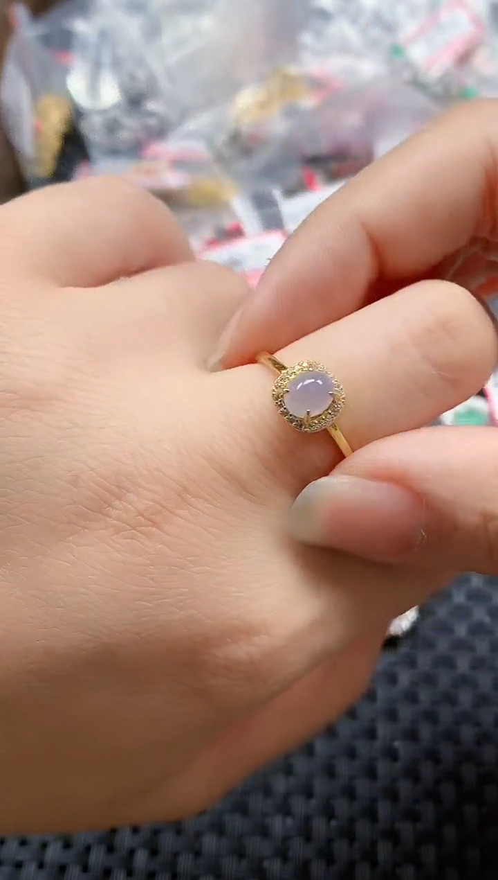 银S925镶嵌戒指翡翠天然A货缅甸翡翠