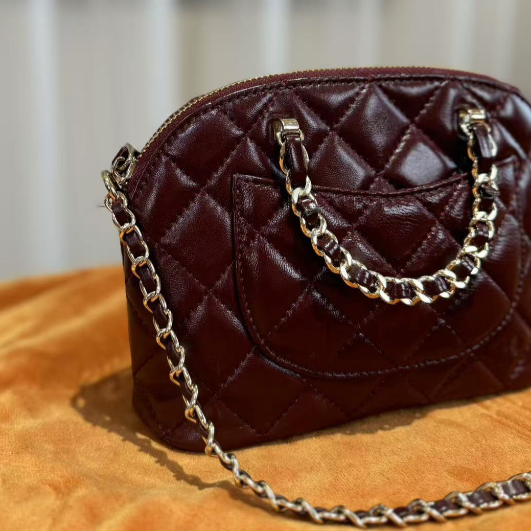 HIRMRIS手工真皮包550701-安可拉红   菱格双手提24B