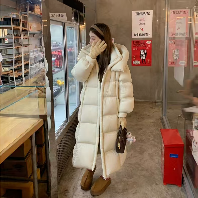 2025新款90白鸭绒中长款加厚保暖时尚连帽韩版百搭休闲宽松2021#