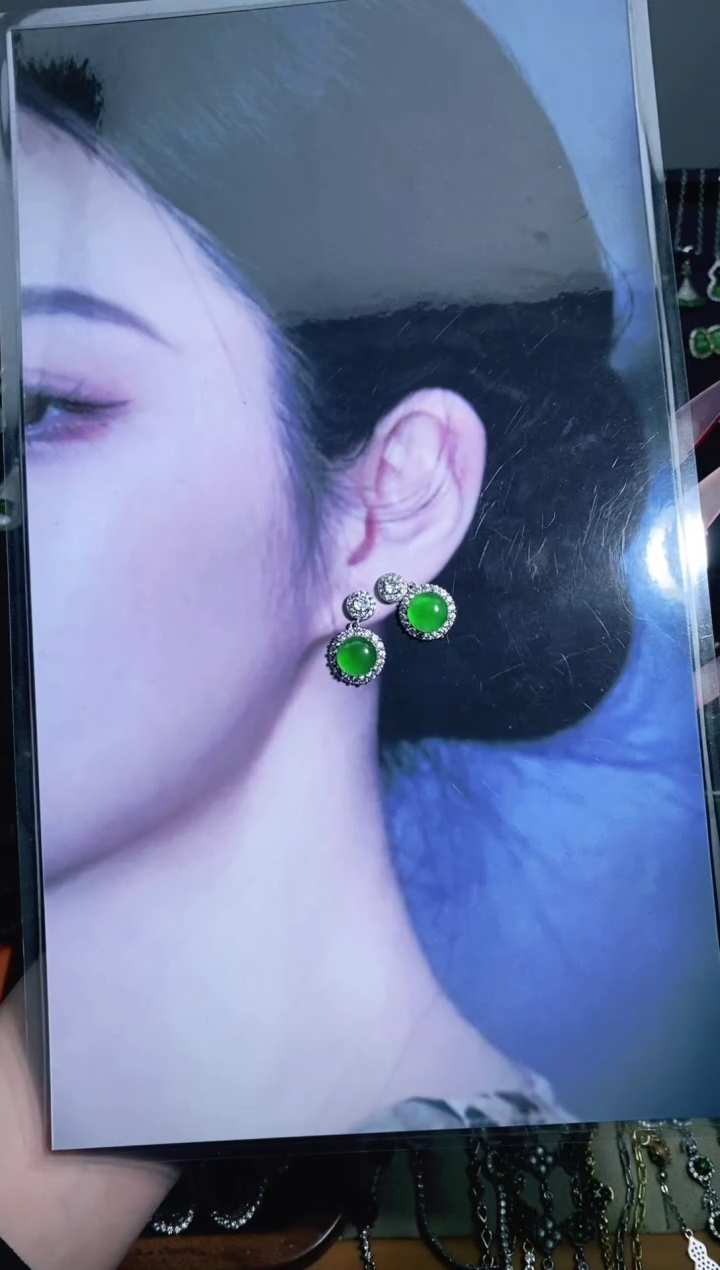 【闪购商品】翡翠耳饰银S925镶嵌多样性